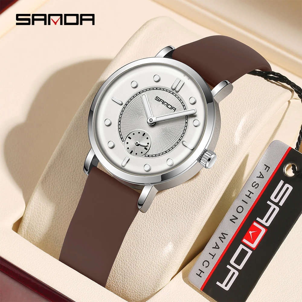 SANDA New 1140 Fashionable Women's Quartz Watch With Silicone Strap Waterproof Simple Trendy Night Light Niche Women's Watch