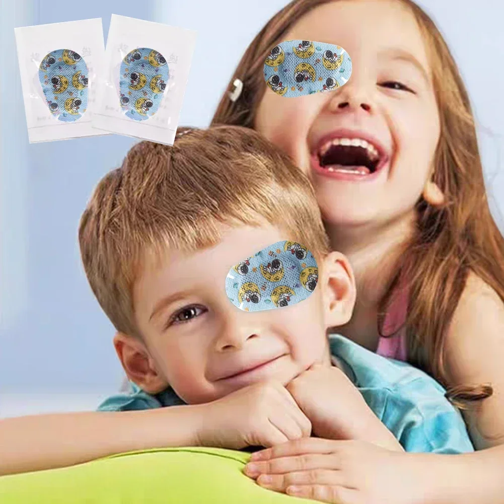 Parche ocular desechable y transpirable para ambliopía, tirita de dibujos animados para niños, almohadilla ocular esterilizada médica, vendajes adhesivos, botiquín de primeros auxilios, 60 uds.