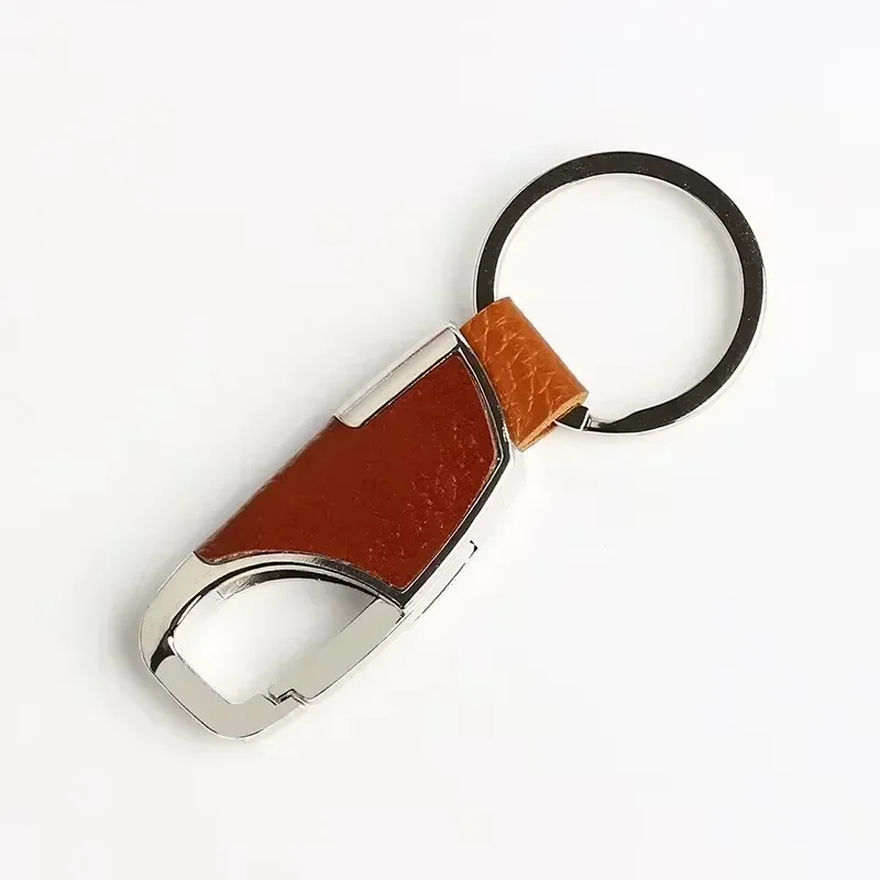 Commercial Affairs Custom Logo Name Keychain Buckle Men Car Moto Genuine Leather Key Ring Chains Men Waist Personalized Gift