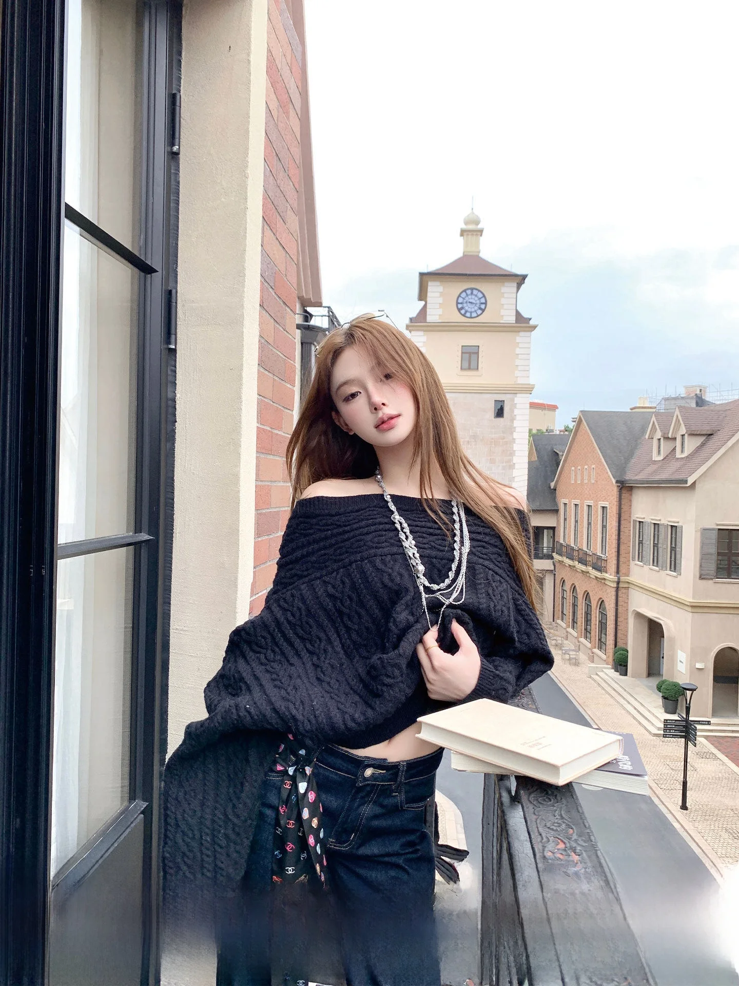 

Loose Knitted oulder Bared Long Sve Women's Sweater Casual Sle Autumn Winter Faion for Students Okaaay Comfortable S...