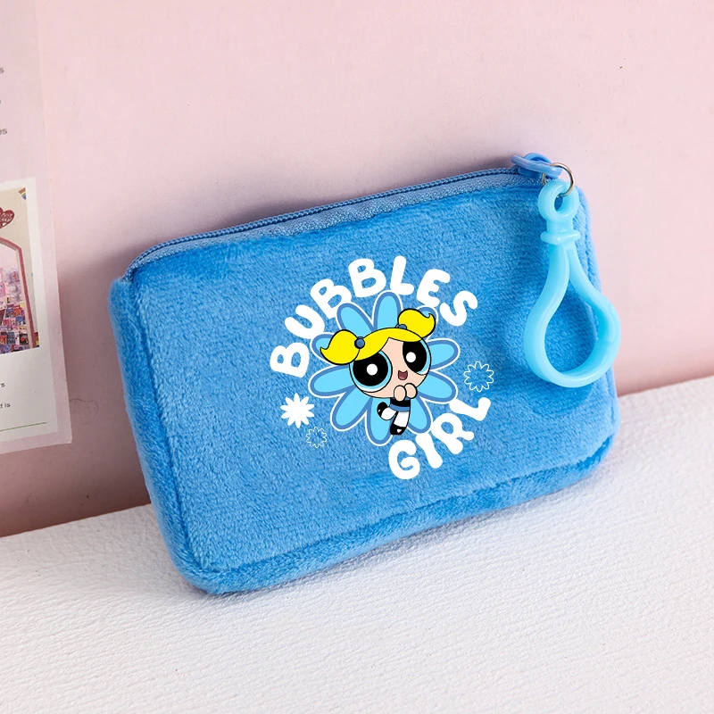 Kawaii The Powerpuffs Girls Cartoon Plush Wallet Kids Anime Fashion Coin Purse Children Cute Printed Money Bag Mini Purses Gifts