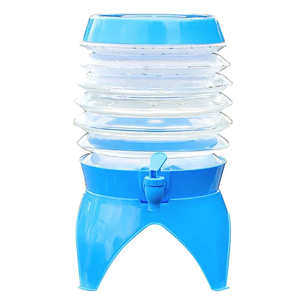 1pcs  Plastic Drinks Dispenser Portable Compressed Large-capacity Folding Kettle Outdoor Camping With Faucet Kettle Juice Bucket