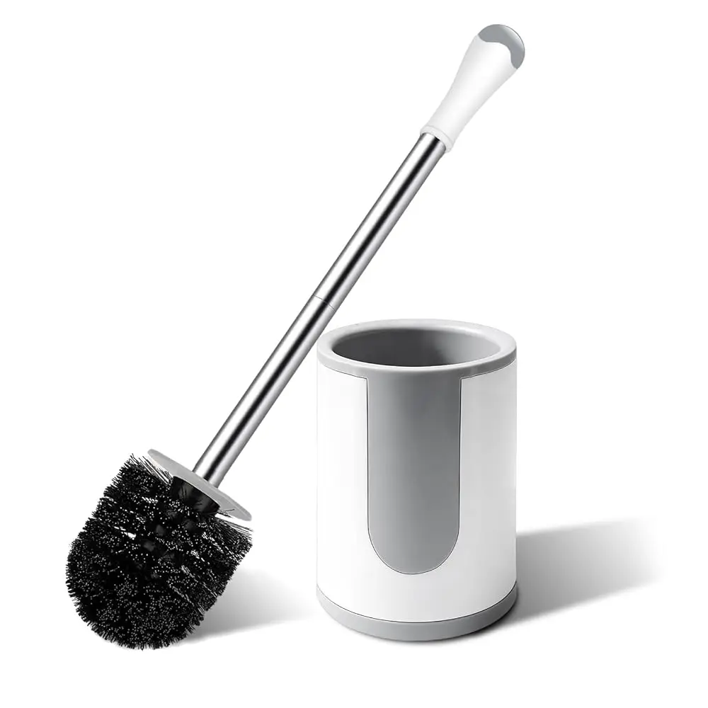 

Toilet Brush, Compact Toilet Bowl Brush and Holder, Stainless Steel Handle, Toilet Cleaner Brush Deep Cleaning for Bathroom,