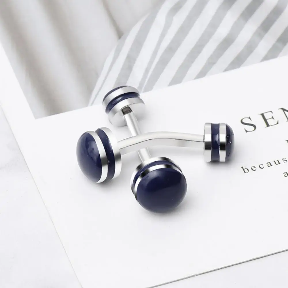 Blue Dumbbell Brass Cufflinks Gift for Fitness Enthusiasts Copper Mens Jewelry Accessories