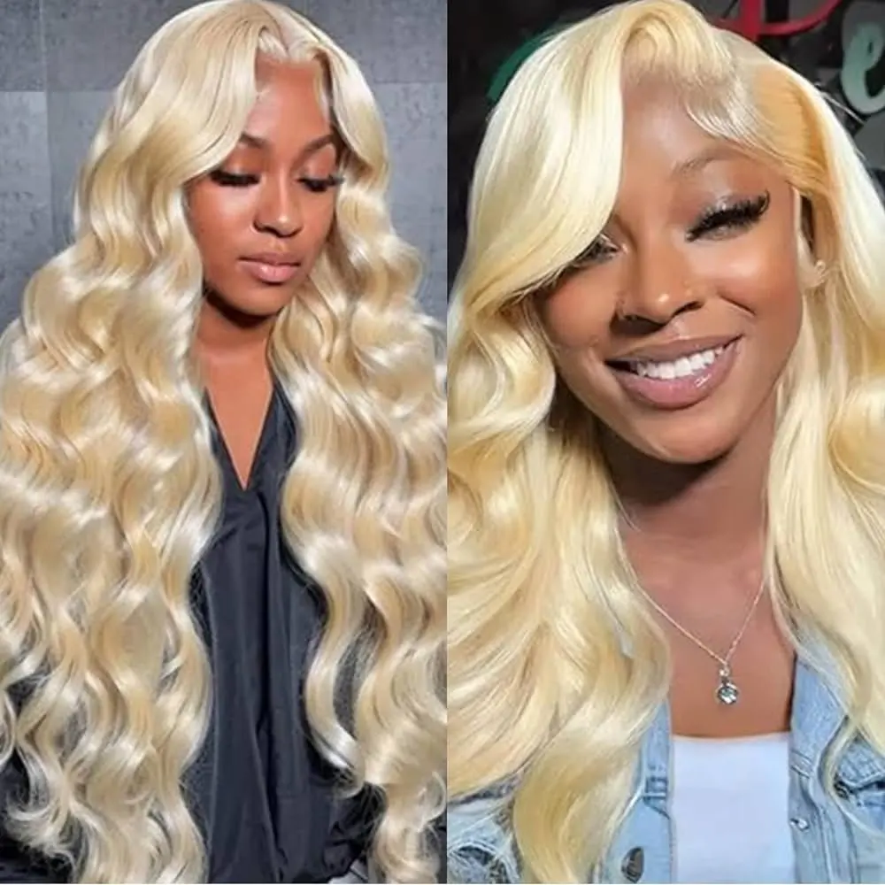 Blonde 613 HD Lace Wig 13x6 Human Hair 13X4 Frontal Blonde Color Body Waves Glue-Free Waves 18 40 Inch Wig 150 Density