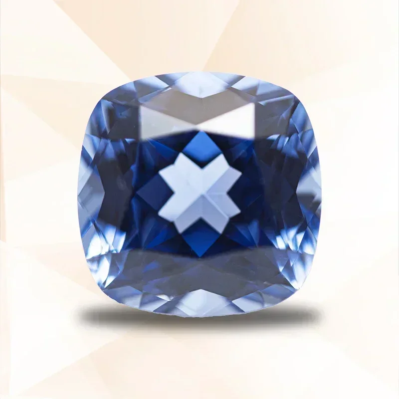 

Lab Grown Sapphire Light Royal Blue Square Cushion VVS1 Selectable AGL Certificate Charms Beads For Diy Jewelry Making