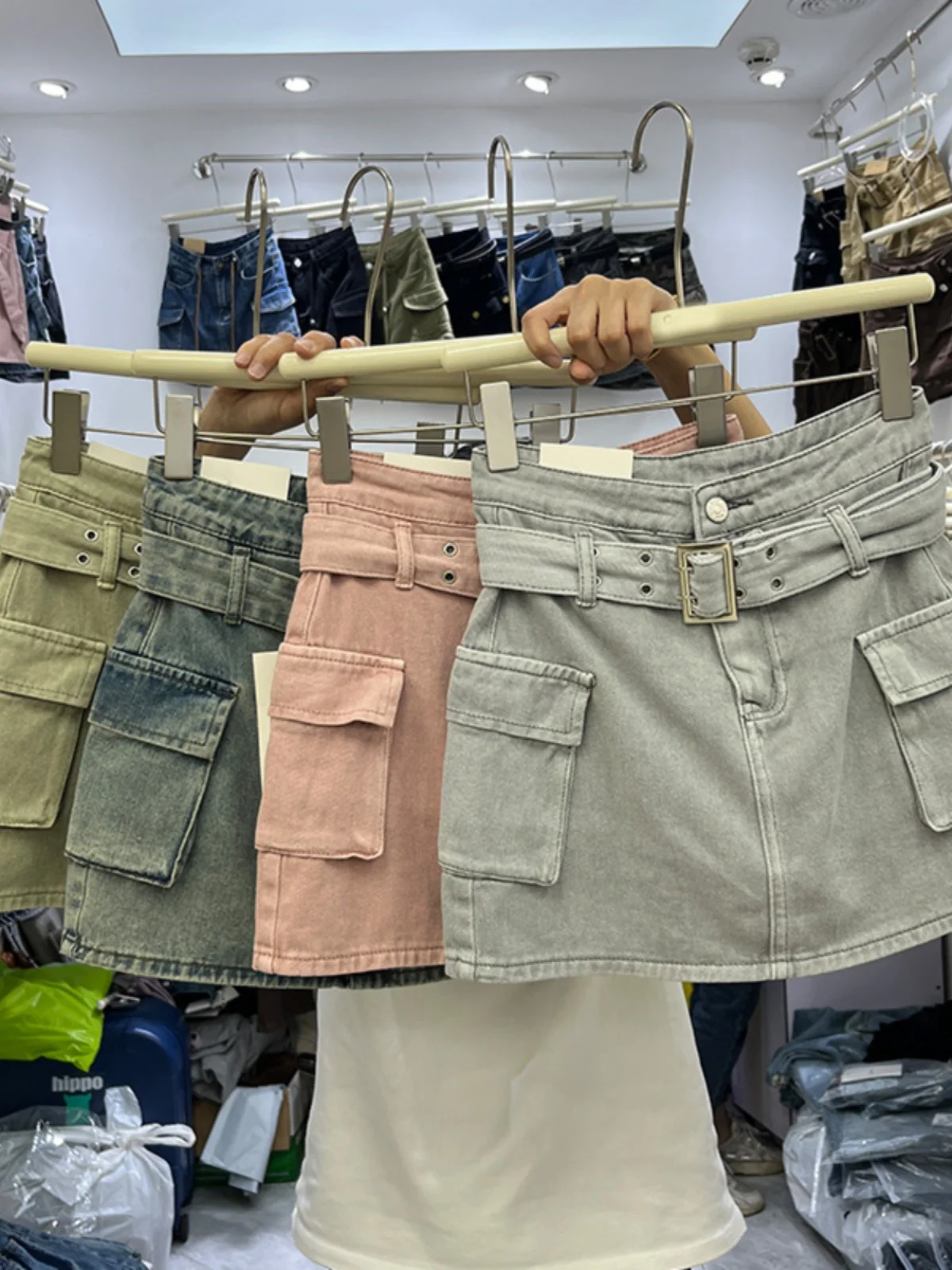 

Summer 2025 High Waist A-Line Skirt Korean Sle Denim ort Skirt with kets Anti-Light Walking Versatile Women's Skirt
