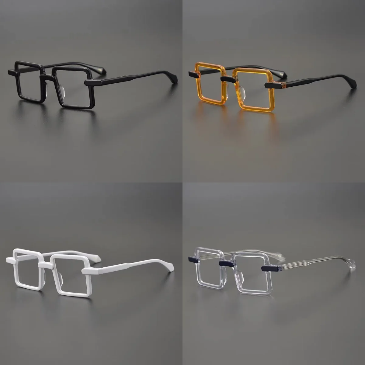 ヴィンテージアセテートスクエア近視メガネブルーライトカット眼鏡処方箋対応光学眼鏡