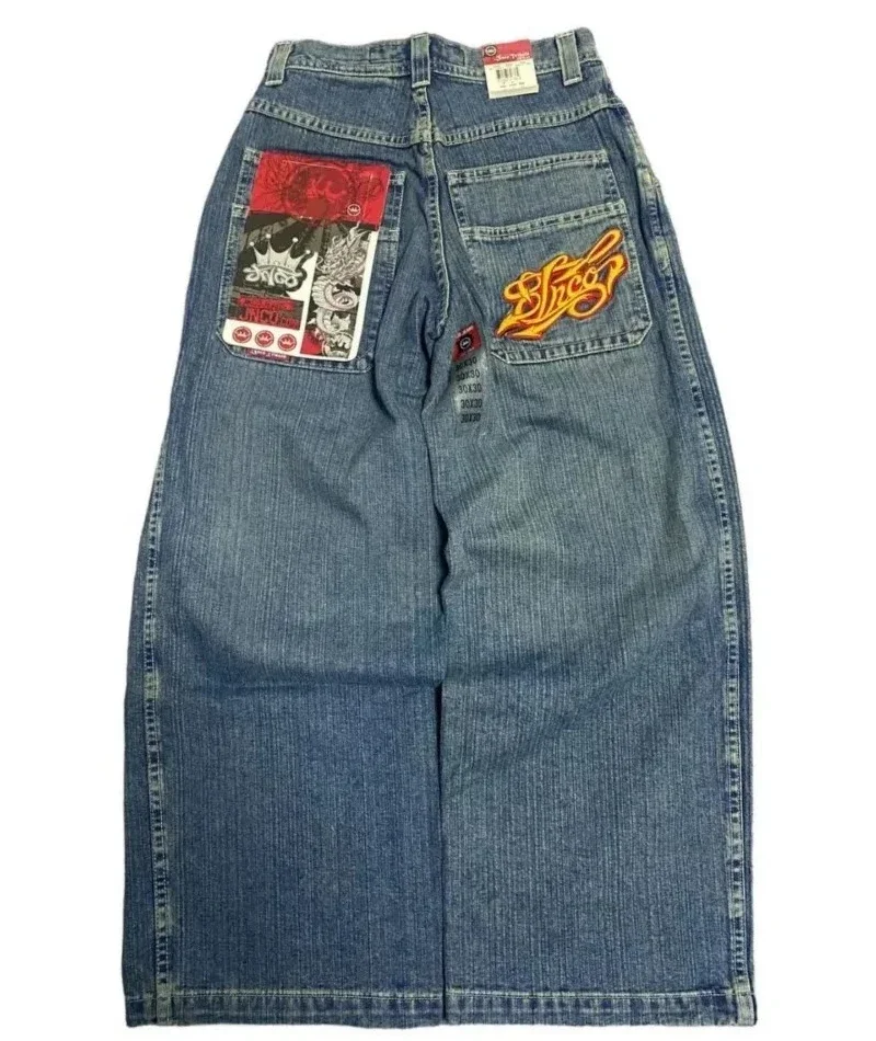 Harajuku Y2K Men JNCO Baggy Jeans Hip Hop Embroidered high quality vintage jeans streetwear Goth men women Casual wide leg jeans
