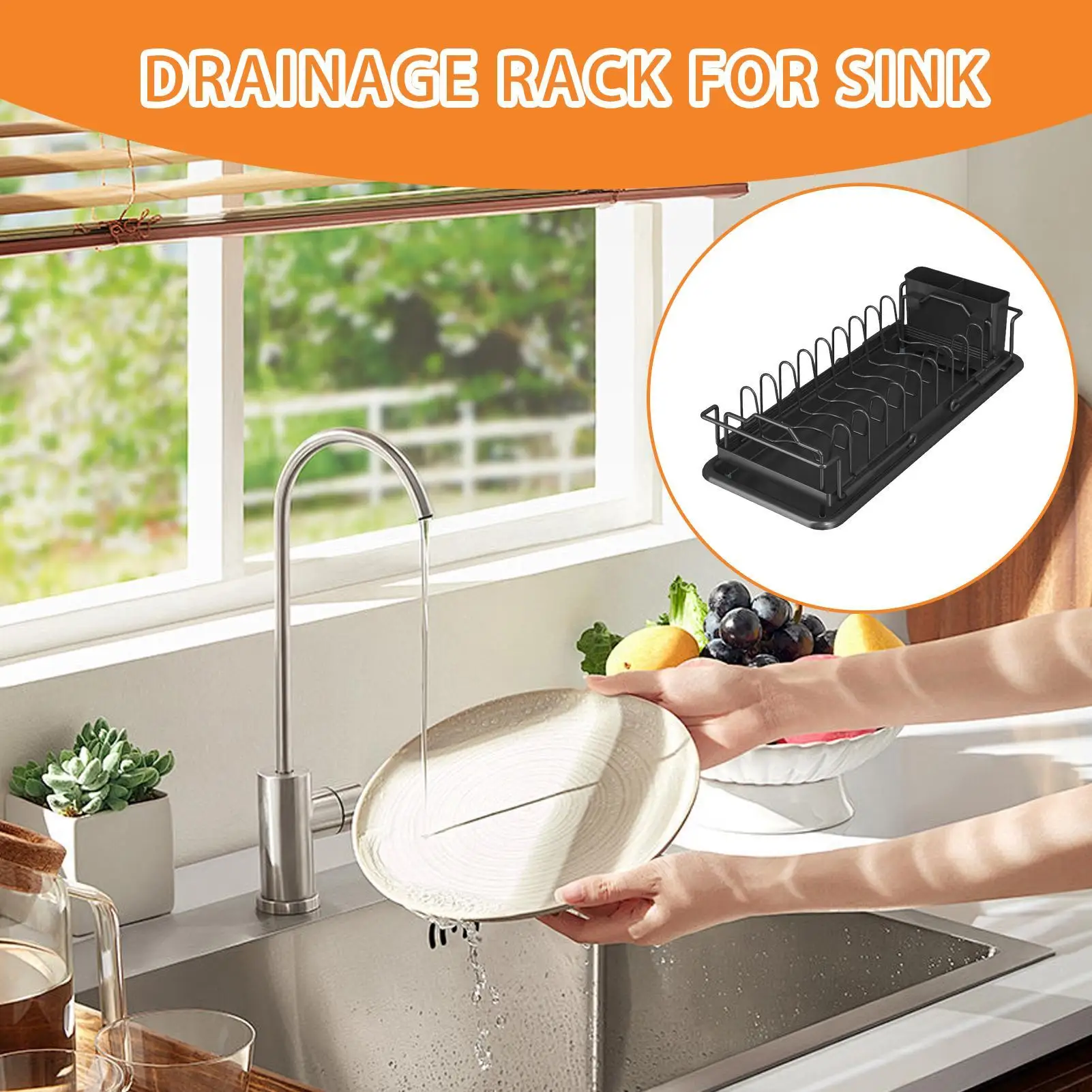 

Expandable Dish Drying Rack Retractable Sink Drain Rack Adjustable Non-Slip Drainer Organizer For Apartment RV Counter Kitchen