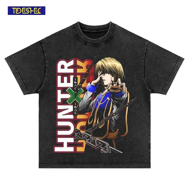 

Японская аниме-футболка в стиле стритвир, винтажная, 2026, с эффектом потертости, с коротким рукавом, модный принт, панк, Харадзюку, оверсайз, хип-хоп, свободный крой, хлопковый топ