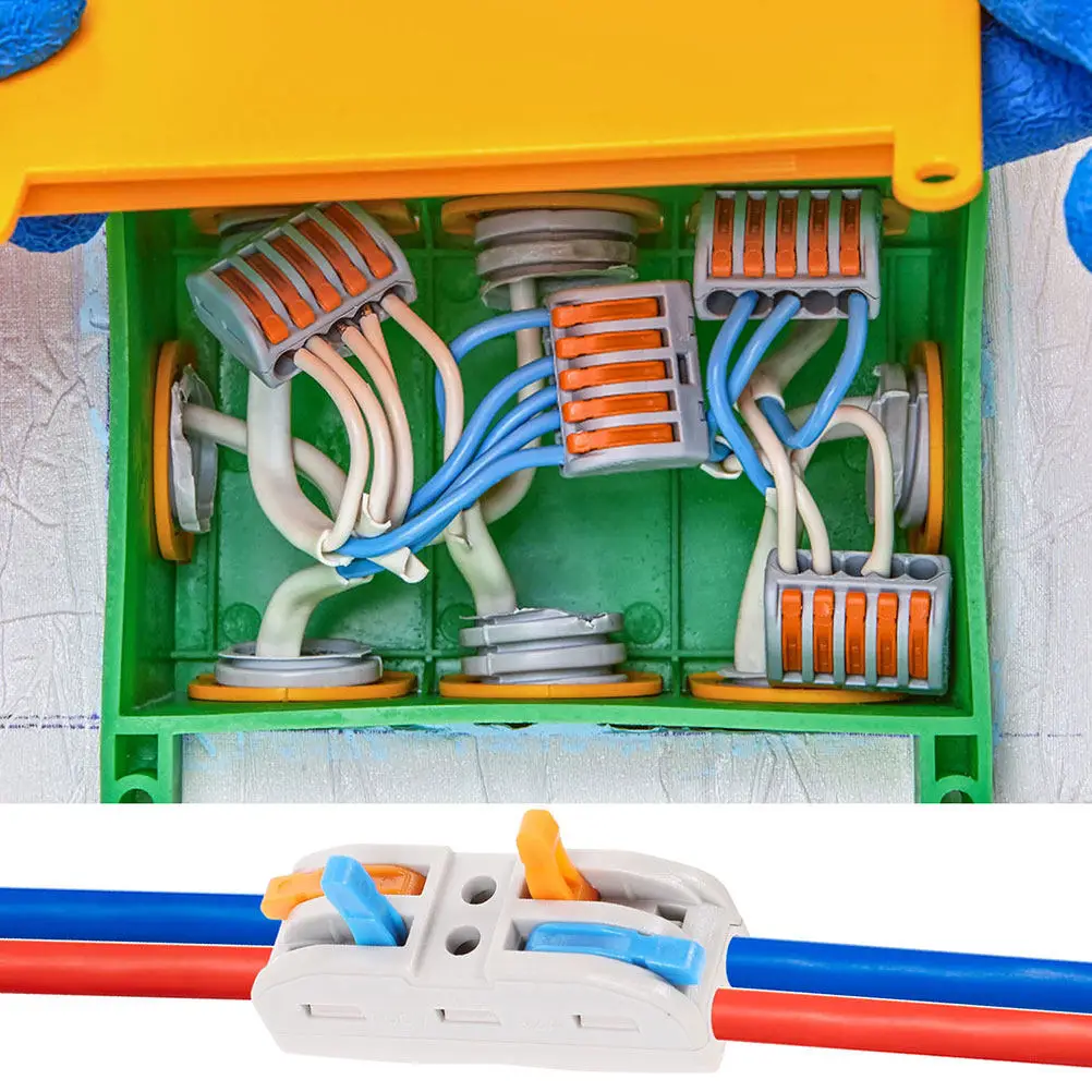 

18 шт. электрических соединителей для проводов, быстрозажимные клеммные блоки, устойчивые к высокому напряжению, компактные электрические клеммы для дома