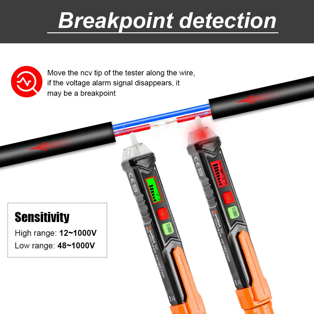 RuoShui 10 11 Electric Pen 12-1000V AC No Contact Sensor Voltage Detector Digital Display Induction Test Pen Electricians Tool