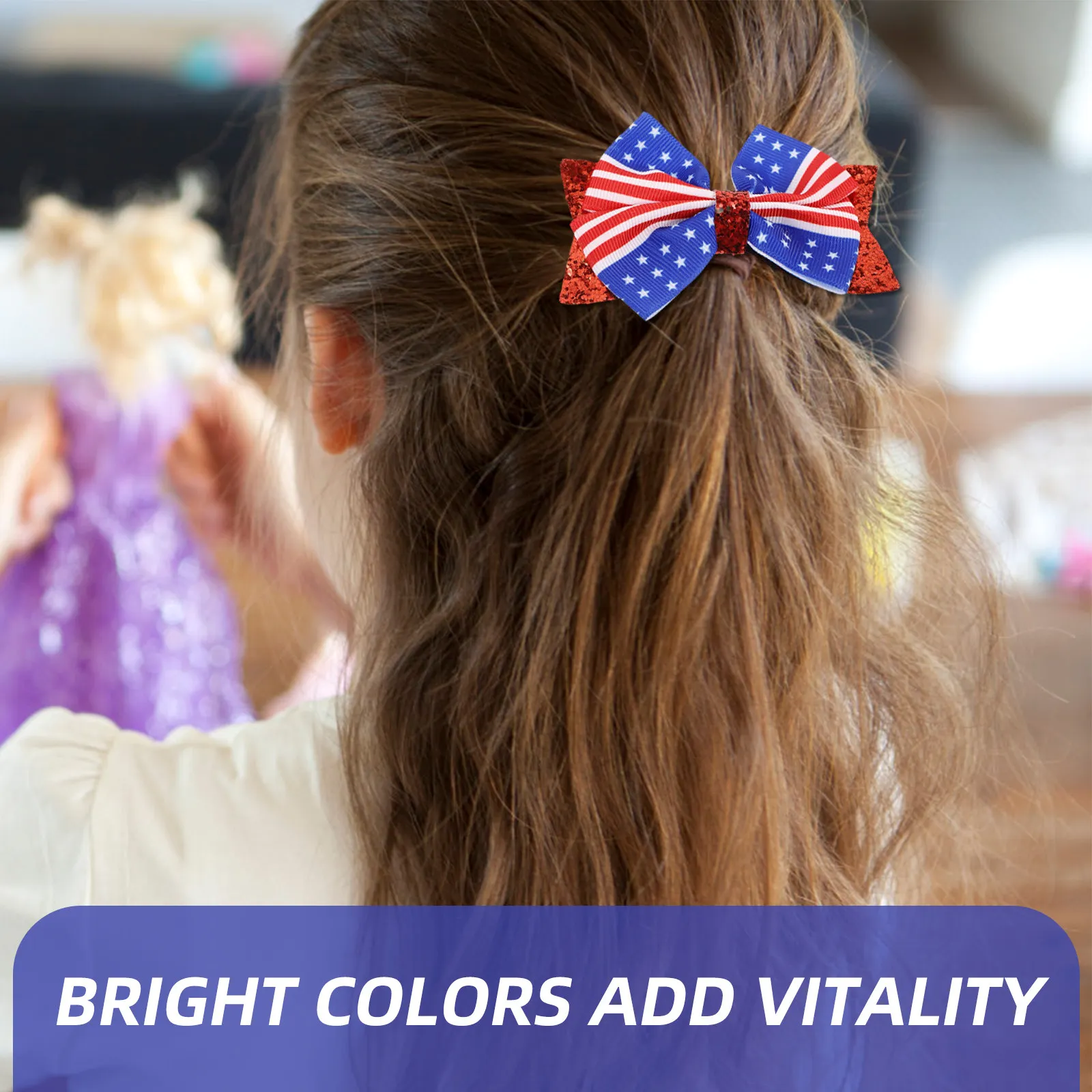 

3Pcs Girl Hair Bows with Clip Patriotic Theme Bright Colors Fourth of July Hair Clips for Kids Toddler Girls Celebration