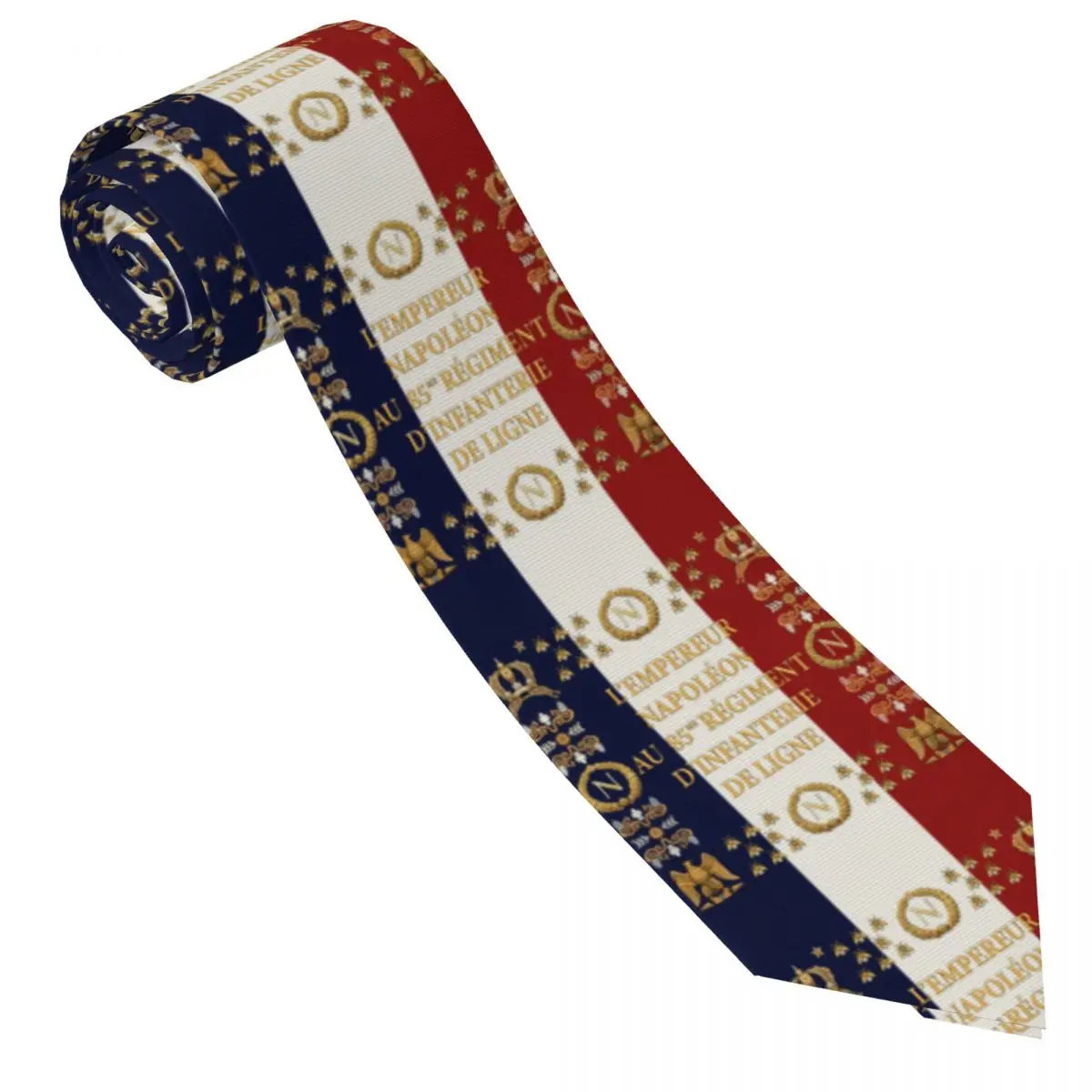 Custom Men Napoleonic French 85th Regimental Flag Necktie France Fleur De Lis Fashion Tie For Banquet