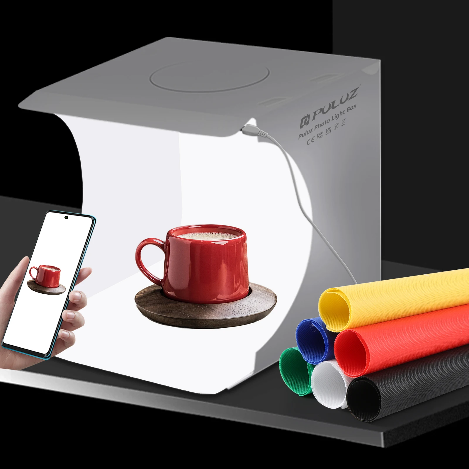 20cm Mini Folding Portable 550LM LED Light Photo Lighting Studio Shooting Tent Box Kit with 6 Colors Backdrops Mini LED Box