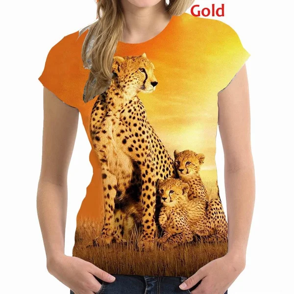 Leopard Animal Print 3D T Shirt Women Blouse Summer Casual Short Sleeve Tops