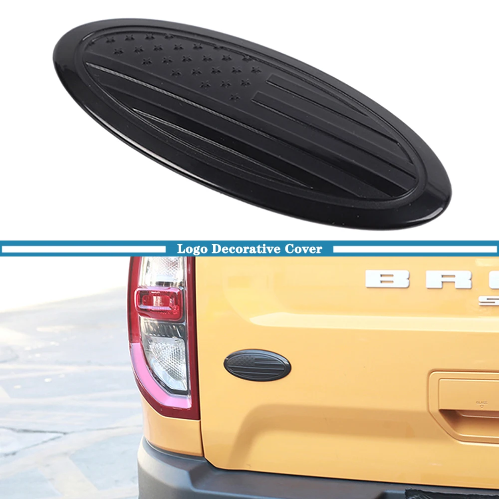 Rear Trunk Logo Decorative Cover for Ford F150 Mustang Bronco Bronco Sport Car Exterior Accessories Small Size American Flag ABS