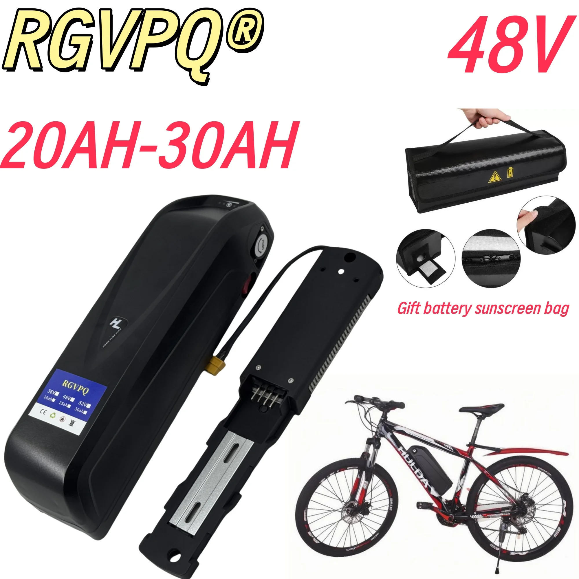 

Air fast transportation 48V20AH 4 needles base 18650 lithium battery safety lock guide rail Built-BMS For500W750W1000W motor