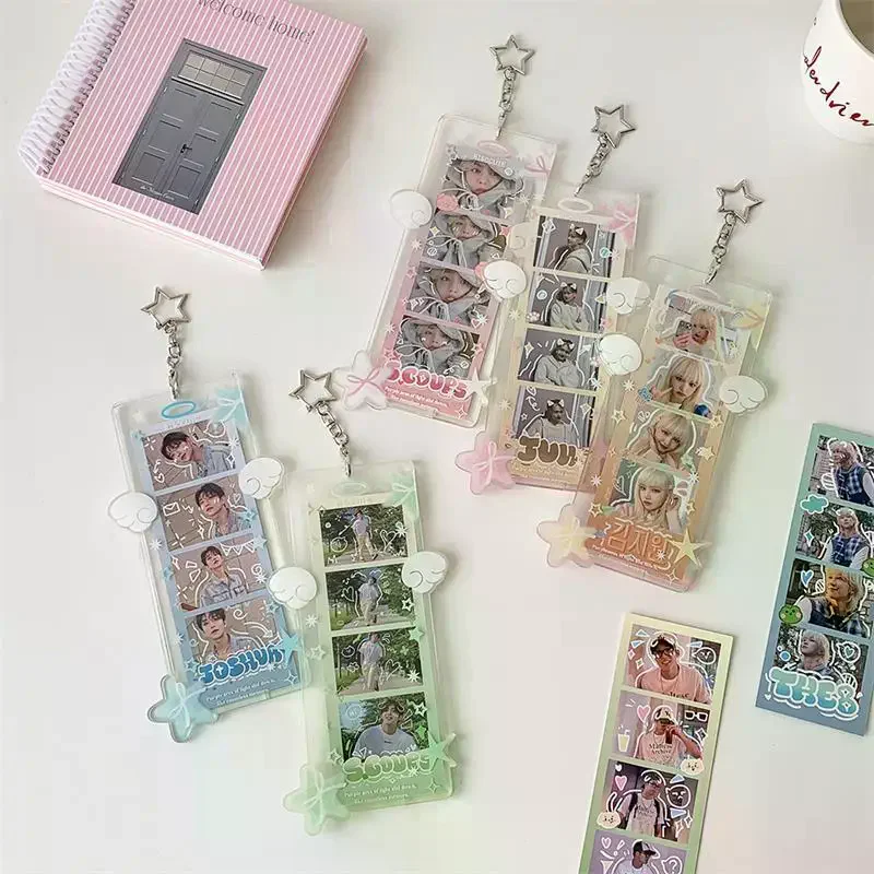 Leuke Ster Vier-compartiment Fotokaarthouder Acryl Kaarthouder Idool Foto Opslag Kaart Display Bescherm Hanger DIY Decor Geschenken