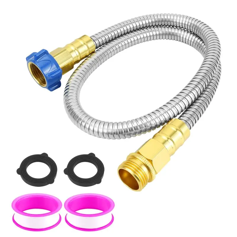 Leak-Proof 3/8-Inch Fitting RV Drinking Water Hose(3-FT) With Sealing Washers And Thread Seal Tape Included-L94A