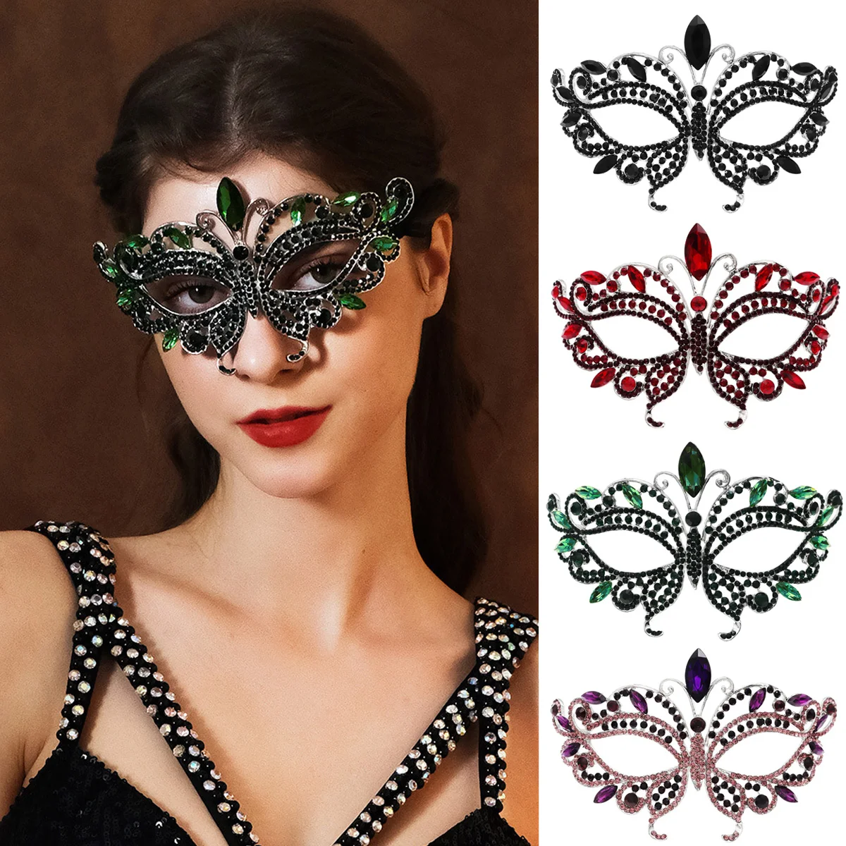 

Модная роскошная маскарадная маска с стразами, венецианская маска для глаз, маска для выпускного вечера, полумаска для лица, аксессуар для костюма, украшение для невесты.