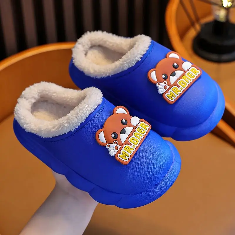 

Kids Unisex Cotton Slippers 2026 New Arrival Warm Plush Lined Indoor Shoes for Boys Girls Autumn Winter Non Slip Home Footwear