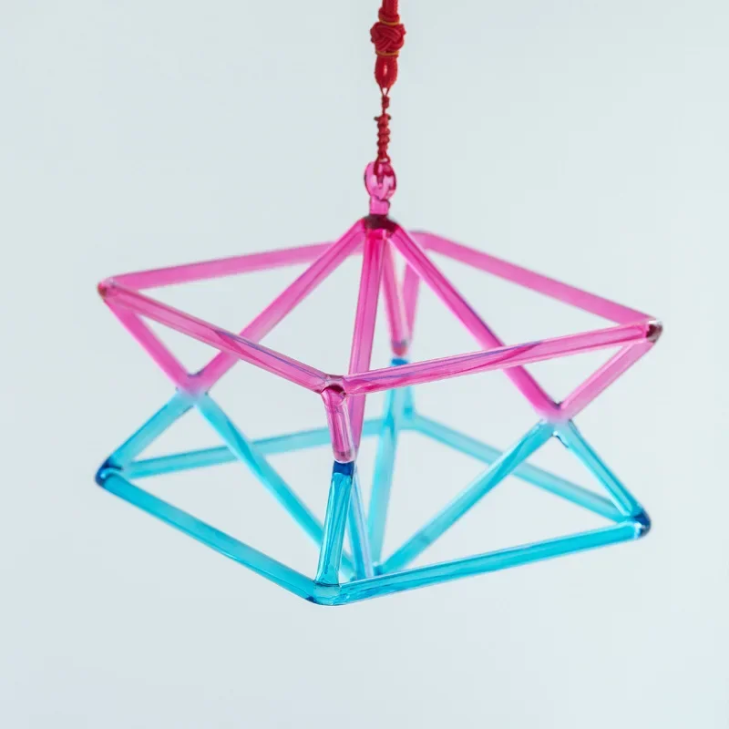 Pink and blue double spell, crystal pyramid quartz yoga accessories decoration