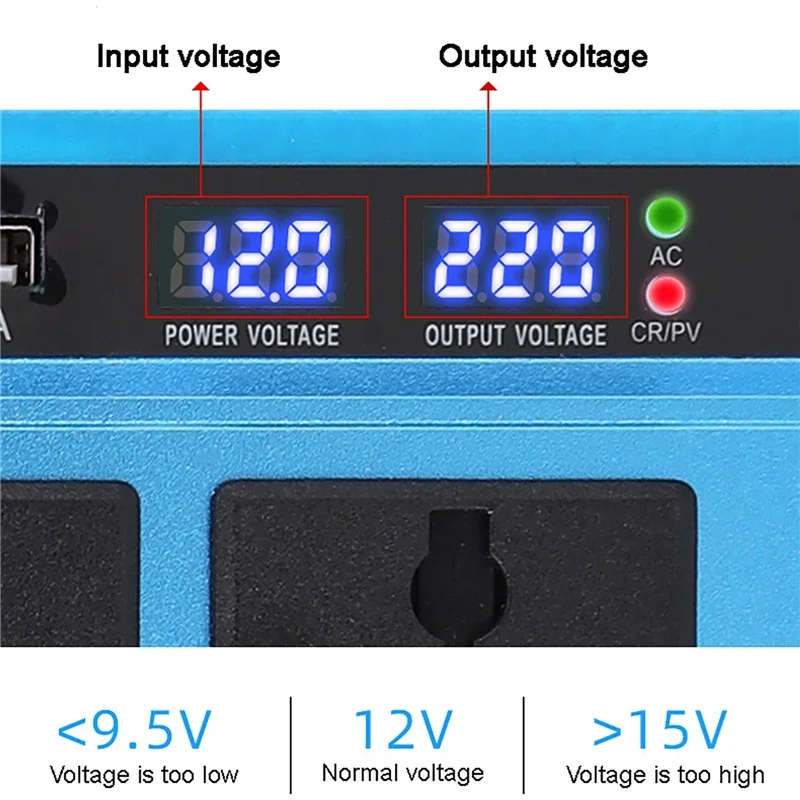 5000/4000/3000W Modified Sine Wave Power Inverter 4USB Double LCD Display DC 12V/24V TO 220V Voltage Transformer Power Inverter