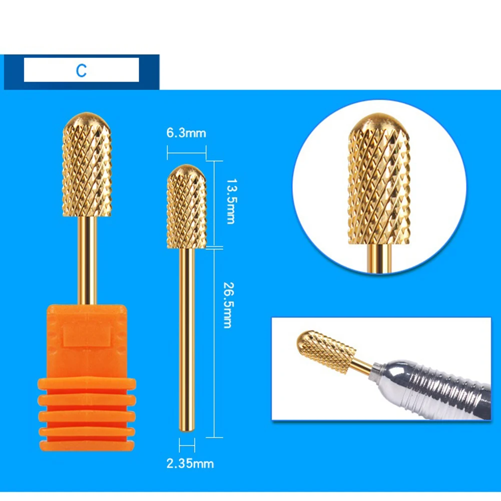 Gold Color Tungsten Steel Bits Grinding Head For Electric Drill Nail Mill Cutter Tungsten Steel Bit Power Tool Rotary Tool Acces