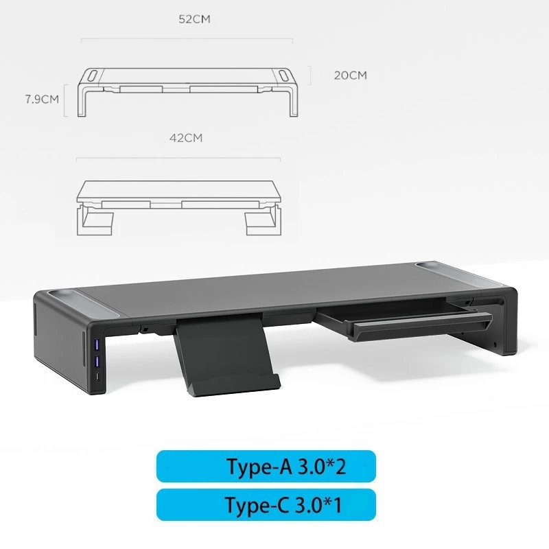 모니터는 USB 확장 및 접이식 컴퓨터 데스크탑 스토리지를 높입니다. 데스크탑 증가 기본 브래킷 사용하기 쉬운