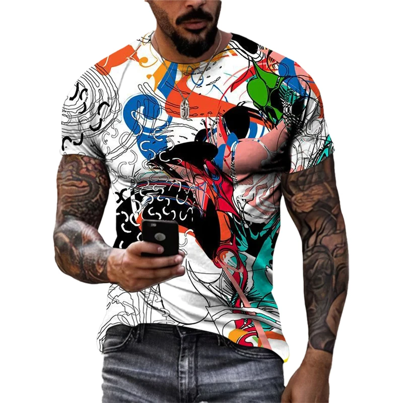 Hip Hop Personality harajuku Graffiti Men T-shirts Summer Fashion Casual Street Style O-neck Short Sleeve Printed Cool Tees Tops