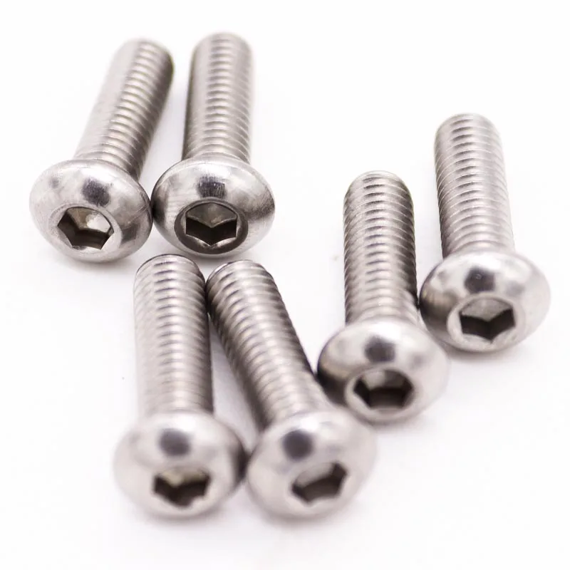 5/10/50 M1.6 M2 M2.5 M3 M4 M5 M6 M8 304 Stainless Steel Black Grade 10.9 ISO7380 Hexagon Hex Socket Head Button Allen Bolt Screw