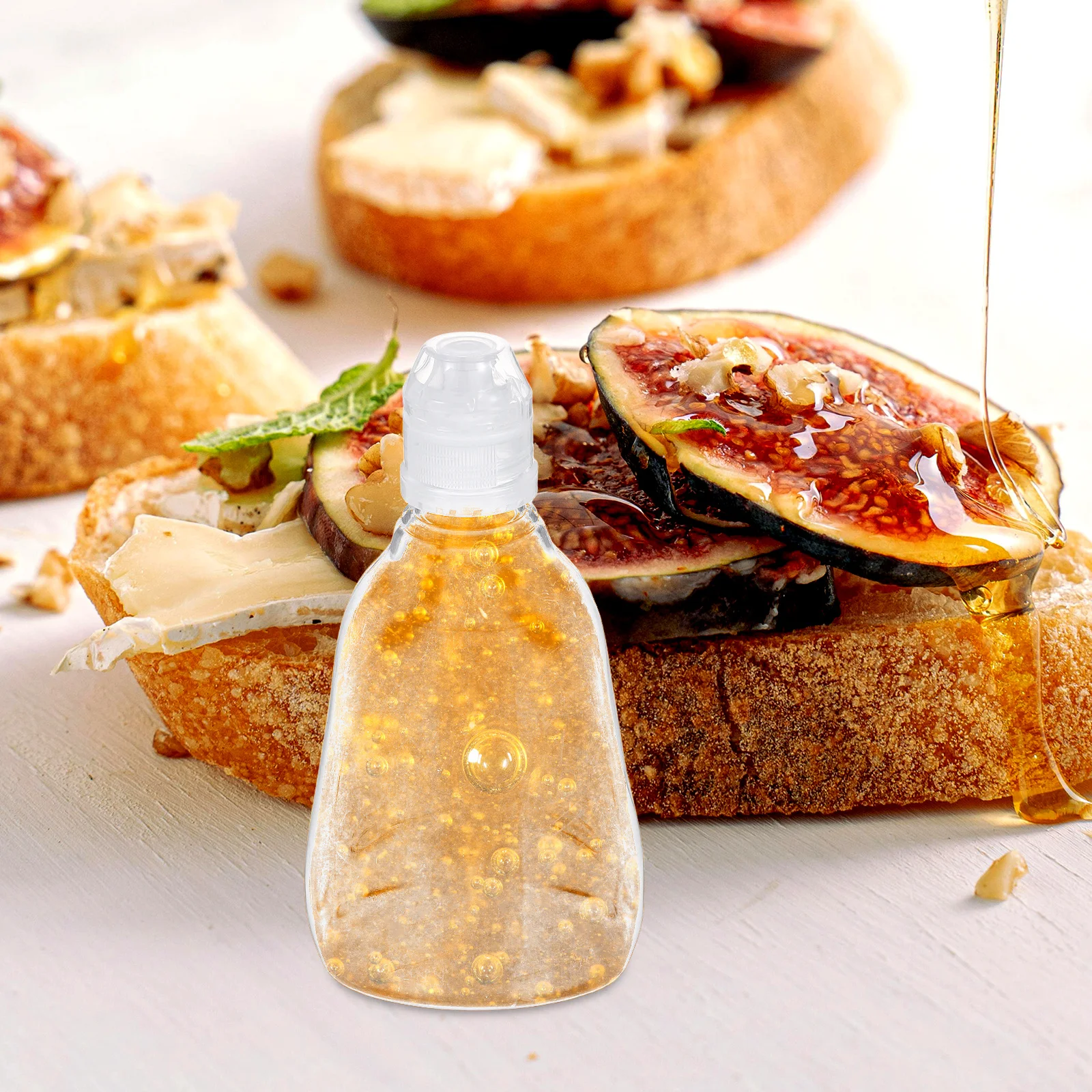 

Refillable Honey Squeeze Bottle Clear Plastic Portable Dispenser for Sauces Salad Dressings Jam Syrup Kitchen Barbecue Picnic