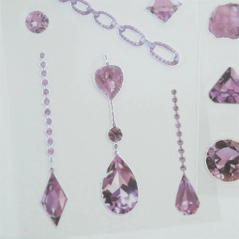 

3 Sheets Silver Line Cutting Gemstones PVC Sticker Gift Tag Birthday Wedding Gift Decoration Scrapbooking DIY Sticker