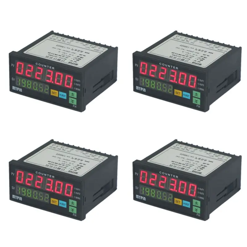 4X MYPIN Counter Length Batch Meter 1 Preset Relay Output Count Meter Practical Length Meter 90-260V AC/DC The Hours Machine