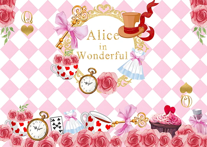 Cartoon Forest Scene Flowers Photo Background Baby Shower Decorations Alice In Wonderland Enchanted Photography Backdrop