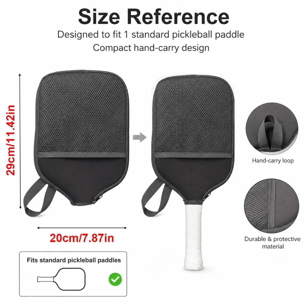 Wear Resistant Pickleball Paddle Bag Zipper Closure Breathable Racket Sports Bag Shockproof Padded Body Racket Carrying Bag