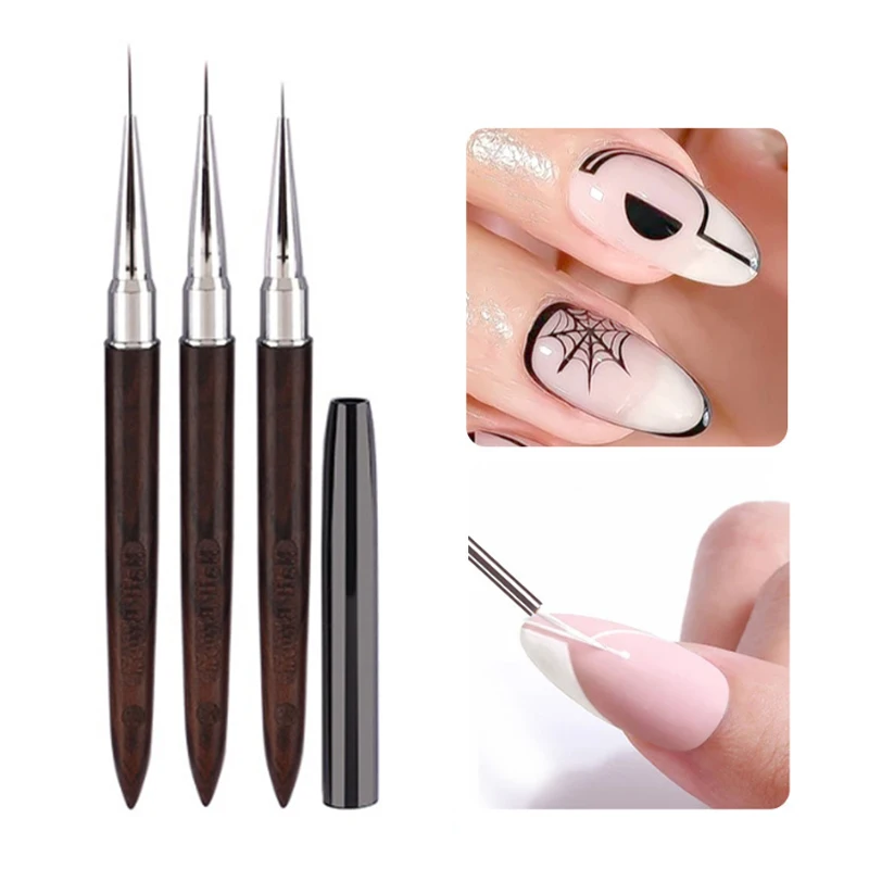 6/9/12MM Sandalwood Rod Nail Liner Brush Drawing Lines Stripe Painting Flower Pen Gel Polish Nail Art Manicure Tools