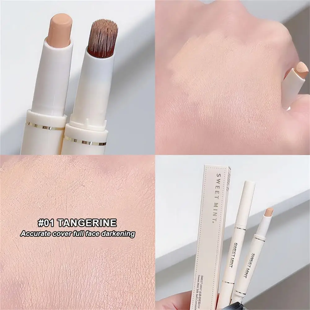 Doppelkopf feuchtigkeit spendender Concealer Stick mit Pinsel kreisen vollständige Abdeckung Make-up von Kosmetik Primer Creme dunkle Foundation j3n5