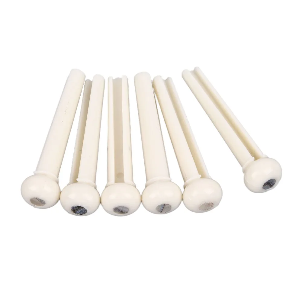 6PCS White Guitar Bridge Pins Abalone Dot Inlay Plastic Material Guitar String Pegs Acoustic Guitar Parts Guitar Maintenance