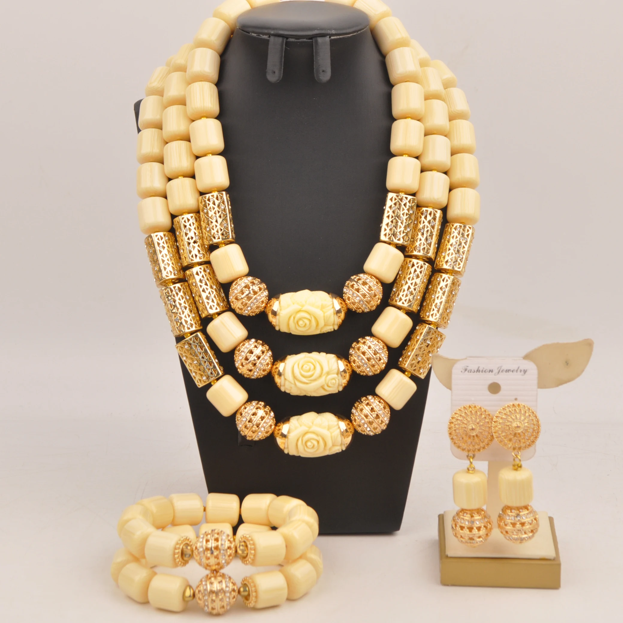 

Nigerian Wedding Set Artificial Coral Bead African Jewelry Necklaces