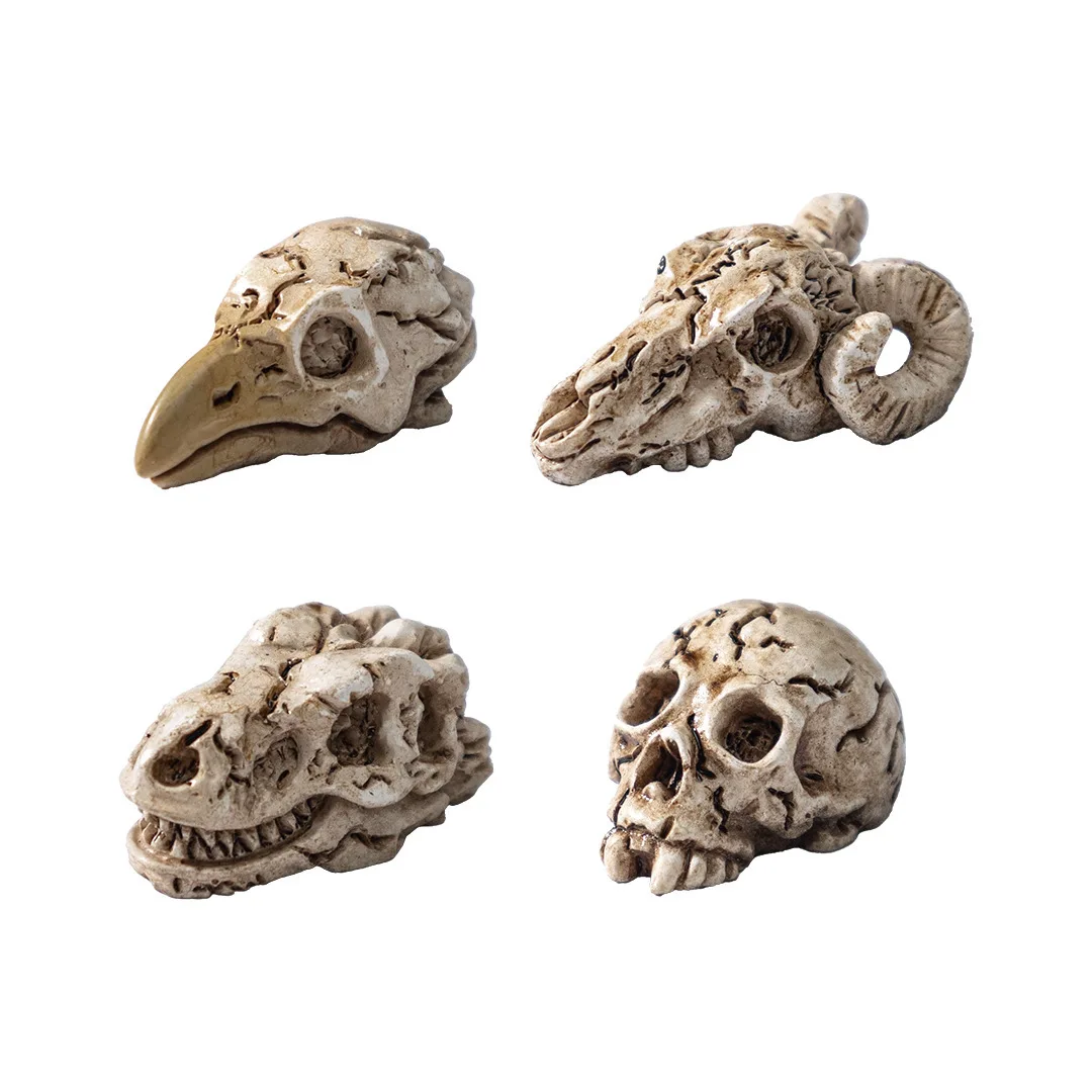 20PCS Halloween Skulls Charms Vintage Cow Crow Head Pendant For Jewelry Making Crafts Resin Animals Skeleton Charms For Earrings