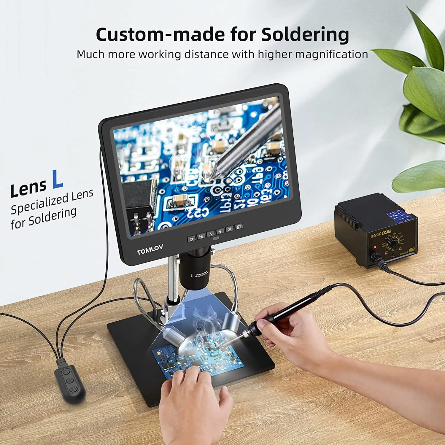 Imagem -04 - Tomlov-câmera de Microscópio Digital 2k 1500x Lente Tripla Ips Hdmi Usb Solda Moeda Telefone Ios Android pc Dm601