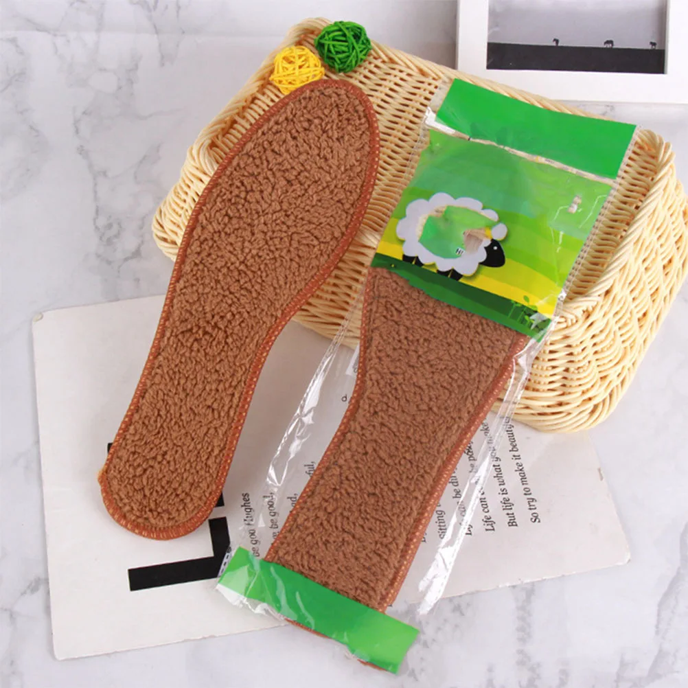 

5Pairs Warm Insoles Thickened Imitation Alpaca Wool Shoe Inserts Winter Absorbent Deodorizing Shoe Pads Size 40 Brown
