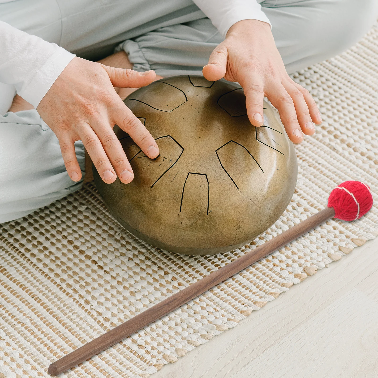 

Wool Yarn Mallet Sound Bowl Wooden Stick Lightweight Portable For Meditation Yoga Singing Bowl Accessory