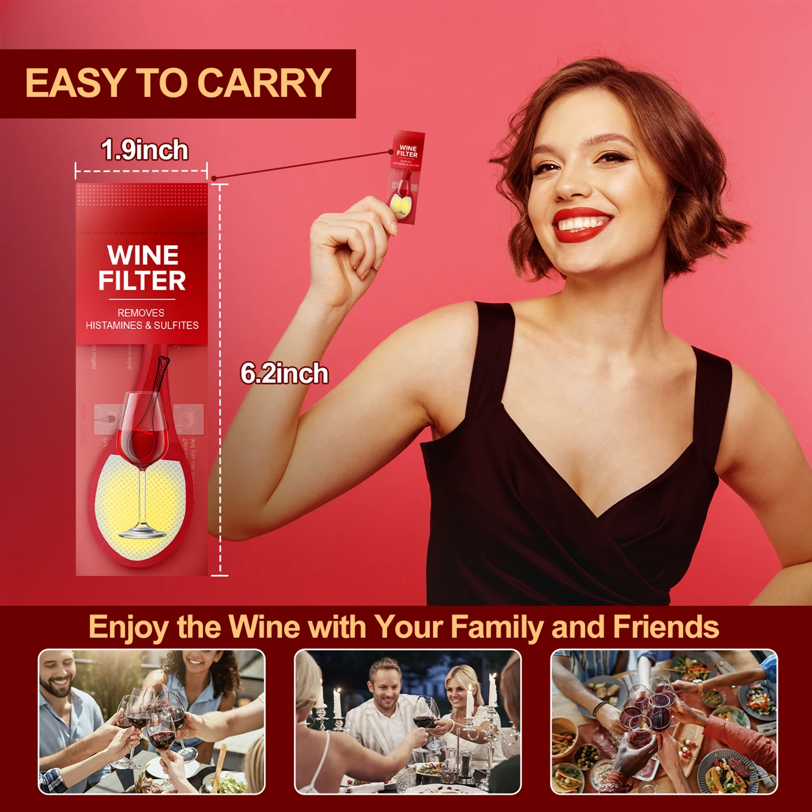 Wine filters Histamine and sulfite removers, bar wine purifiers, red and white wine filters can relieve headaches, prevent wine