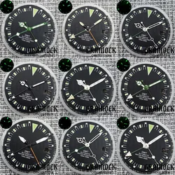 Gramock 29mm Green Luminous Black GMT Watch Dial With Date Window And Hands For NH34 3.0 o'clock 3.8 o'clock Automatic Movement
