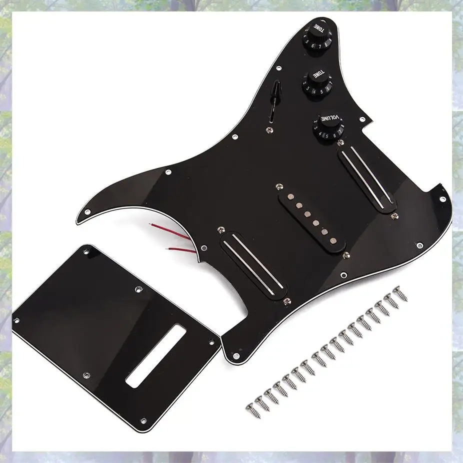 

Black 3-Ply Sss Dual Rail Pickups Loaded Prewired Guitar Pickguards For 11 Hole Electric Guitar