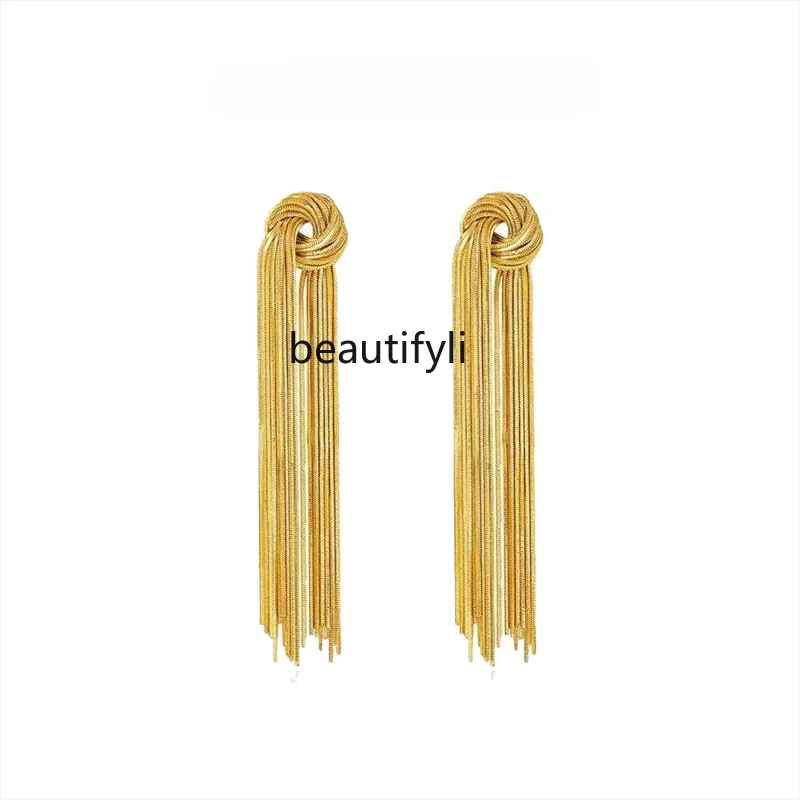 

yj Tassel Earrings Light Luxury Long Earrings Special-Interest Design High-Grade Versatile Earrings